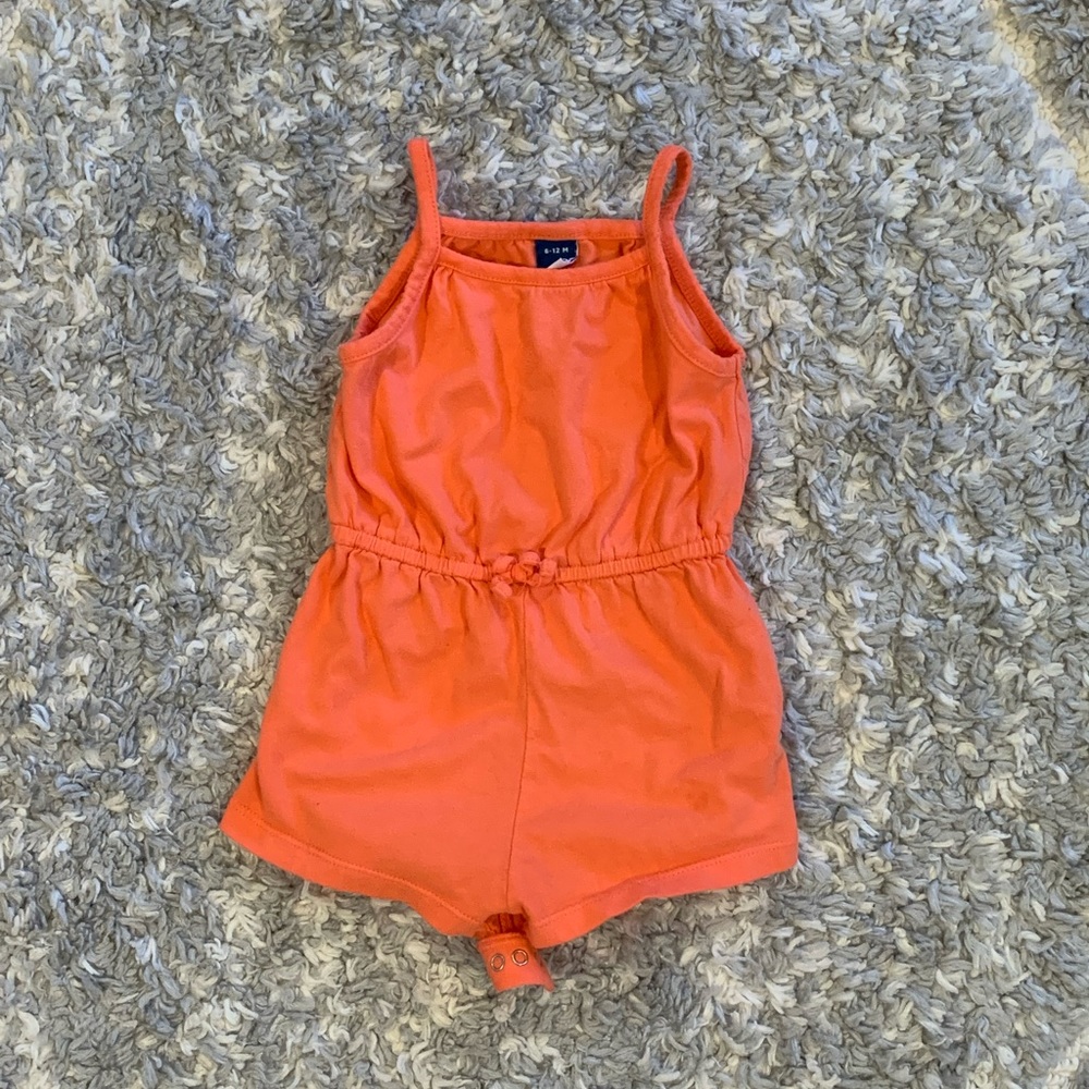 6-12 month coral Old Navy romper.